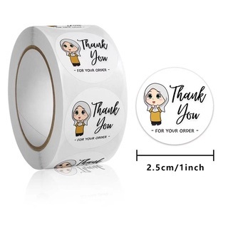 beauty jaya - Cetakan Sticker Custom Varian Thank You Made White Love Four Your Order Hijab 2.5cm - Limited Edition Paling Murah 1Roll Isi 500Pcs Stiker