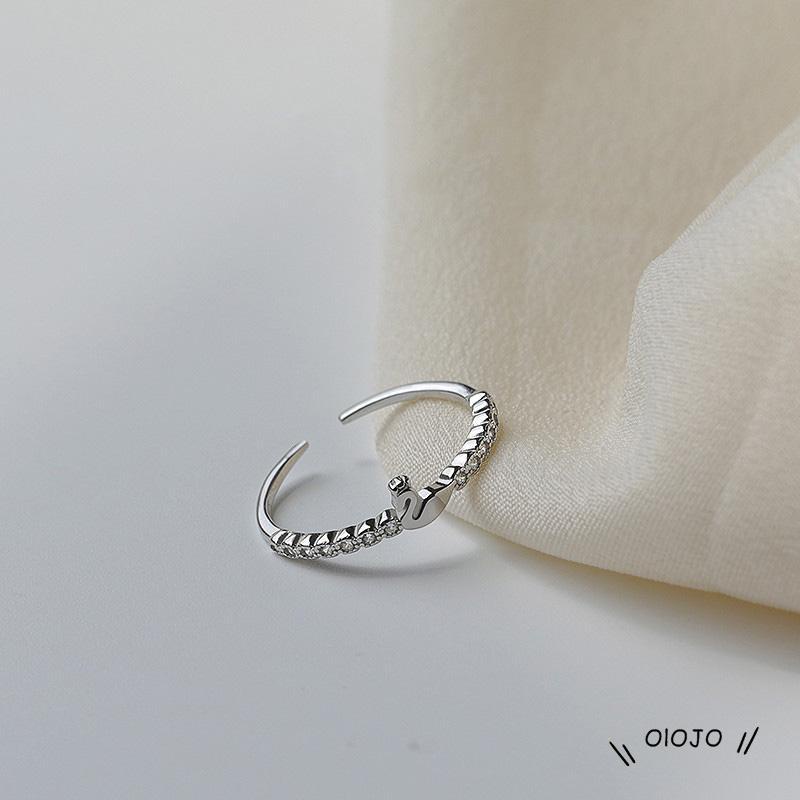 Cincin Model Terbuka Desain Angsa Kecil Gaya Mewah / Simple Ringan Untuk Wanita ol2