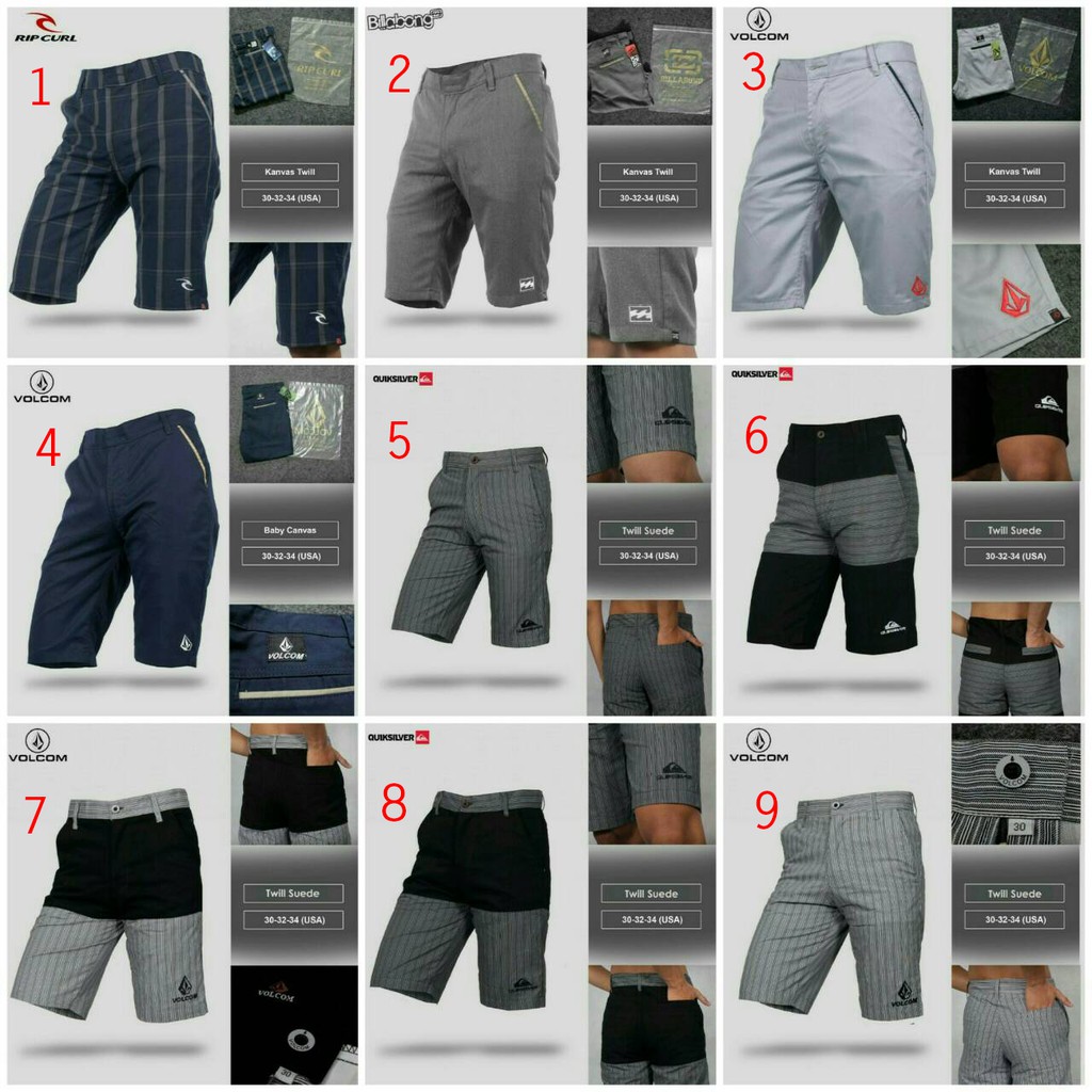 CELANA PENDEK KARGO PREMIUM GRADE ORI - SHORT PANTS RIPCURL QUICKSILVER VOLCOM BILLABONG