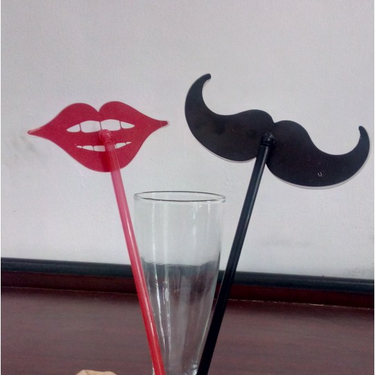 lips moustache straw/ pipet bibir kumis sedotan minum murah