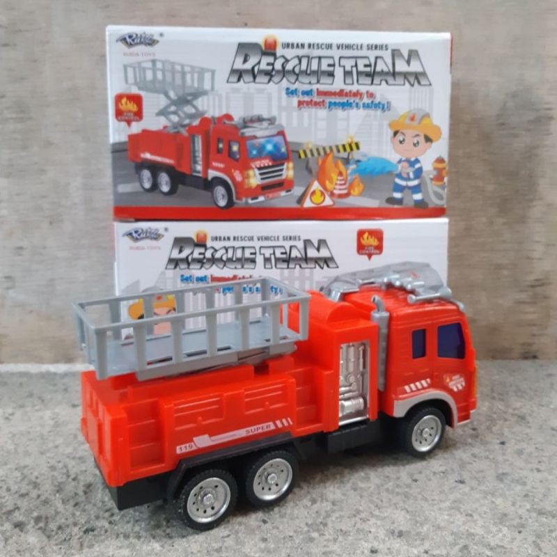 mainan truk pemadam kebakaran bump &amp; go batre edukatif - mobil fire truck anak baterai