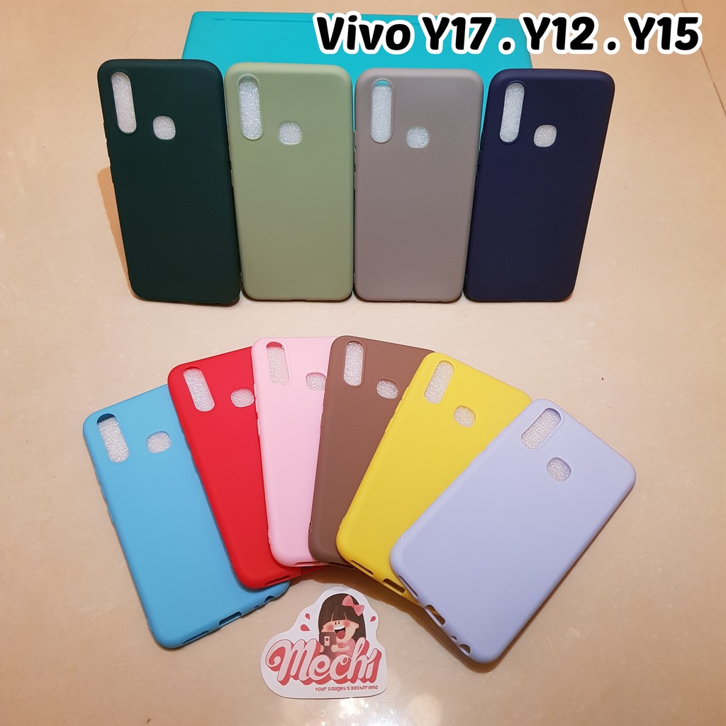 Case Silikon Warna Vivo Y17 / Y12 / Y15 Softcase Colour Candy Macaroon Lentur Pink Hijau Kuning