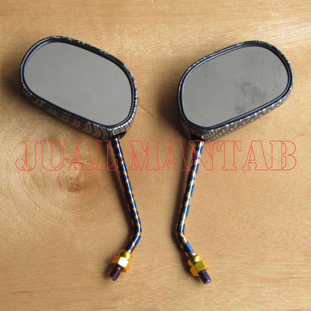 Spion Motor Model Mio Variasi Aksesoris Spion Karbon Model Mio Carbon Hight Quality Untuk Yamaha Tangkai Panjang XXX Pelangi Modif Thailook Tangkai Blue Gold XXX Karbon Murah