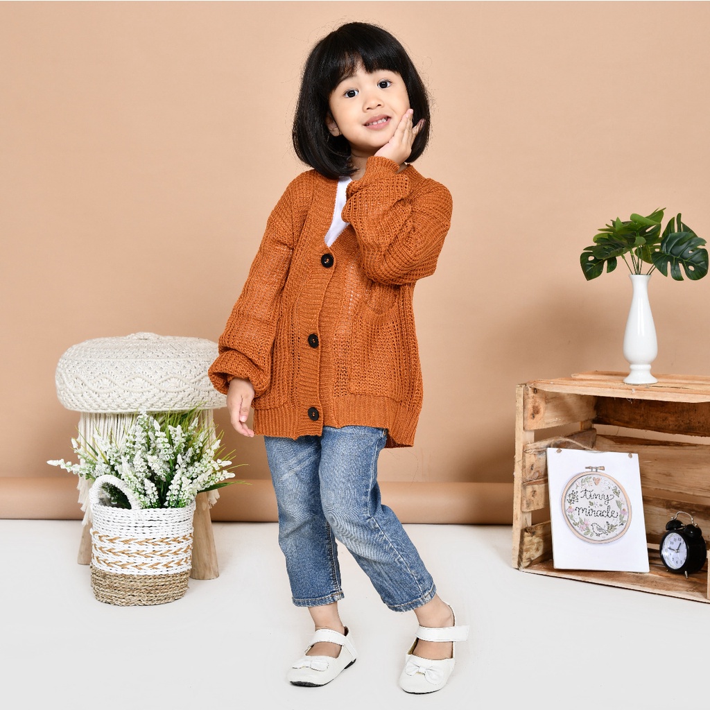 LOCY Sweater Cardigan Rajut Anak Usia 2-10 Tahun Rajut Halus Premium / Cardigan Rajut Anak Perempuan