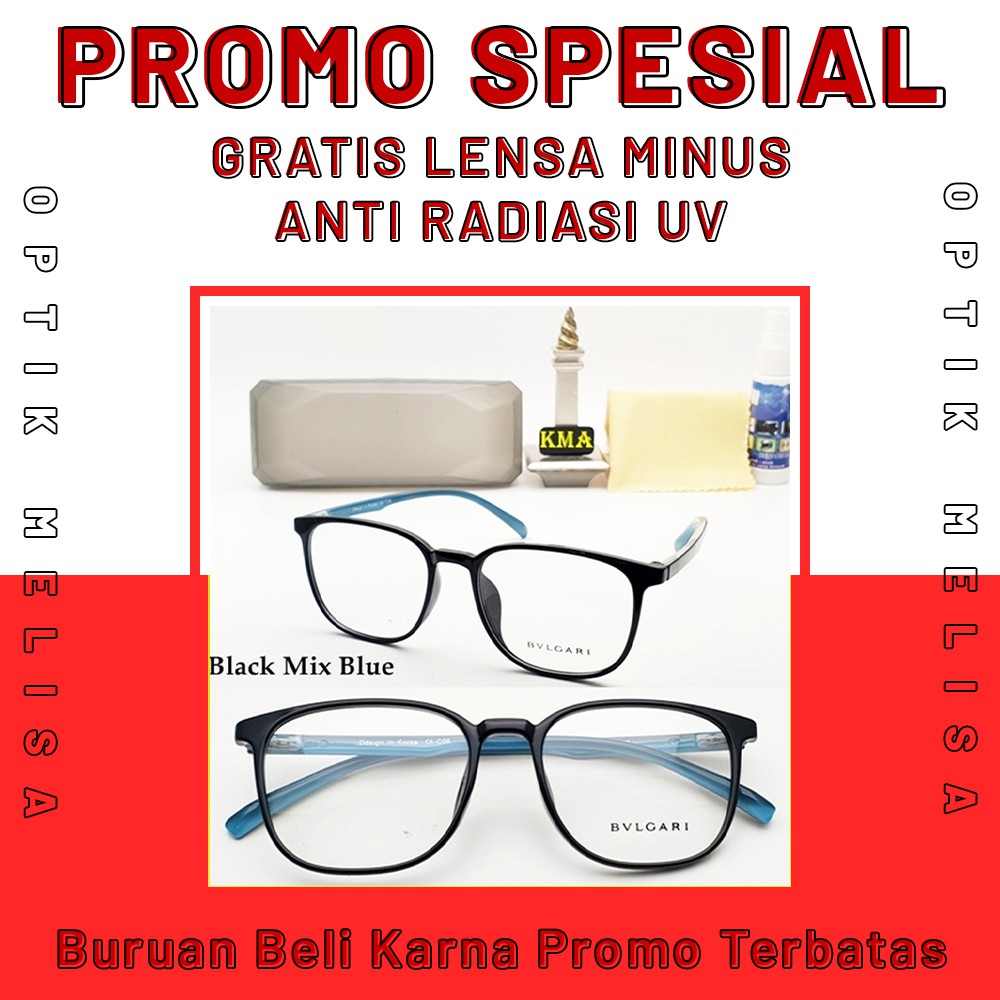GRATIS LENSA ANTI RADIASI Frame Kacamata Korea Vintage Kotak Lentur Elastis Unisex Import GH124