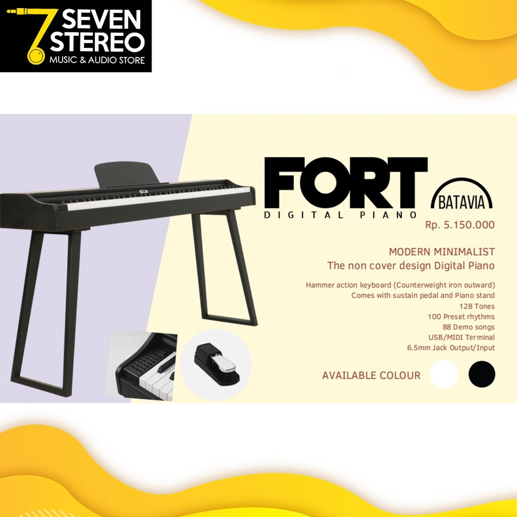 FORT BATAVIA Digital Piano Keyboard Piano Piano Keyboard bukan Yamaha - Hitam