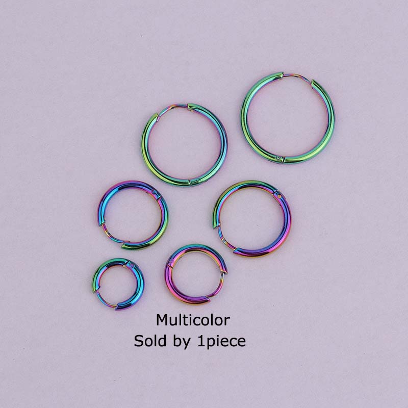 1piece Stainless Steel 6-18mm Hoop Earring Clicker Lobe cartilage tragus piercing Hip Hop Style Unisex