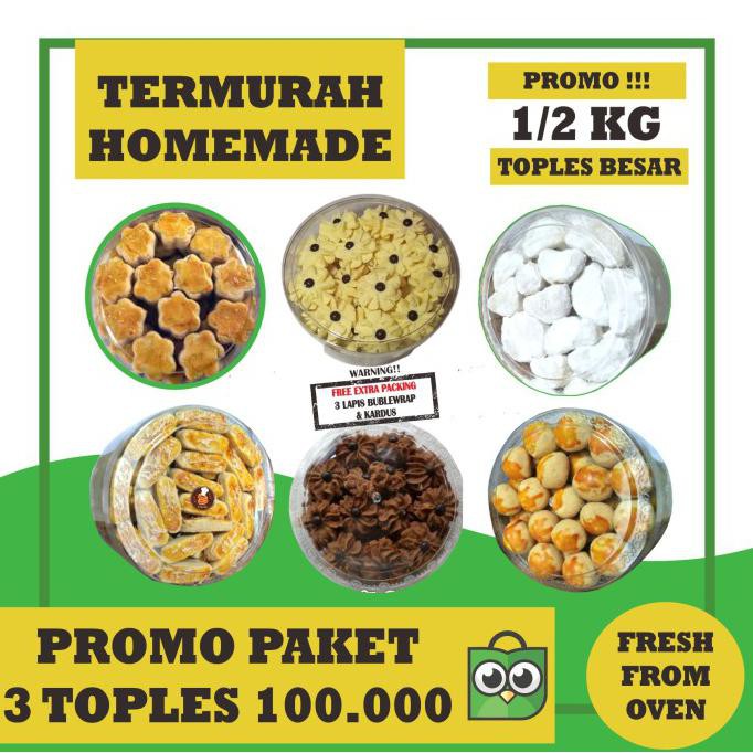 

kue kering lebaran, paket 3 toples besar 500gr bebas pilih varian rasa