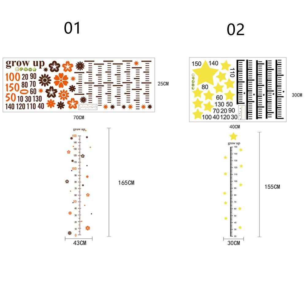 Suyo Stiker Dinding Pengukur Tinggi Badan Anak Motif Bunga / Bintang Lucu DIY