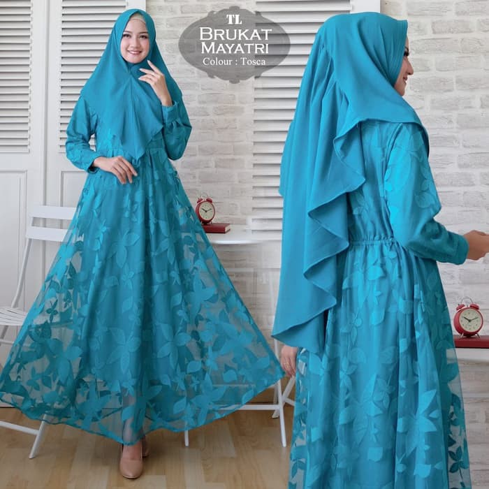 [Syari Brukat Mayatri Tosca TL] gamis muslim wanita brukat tosca