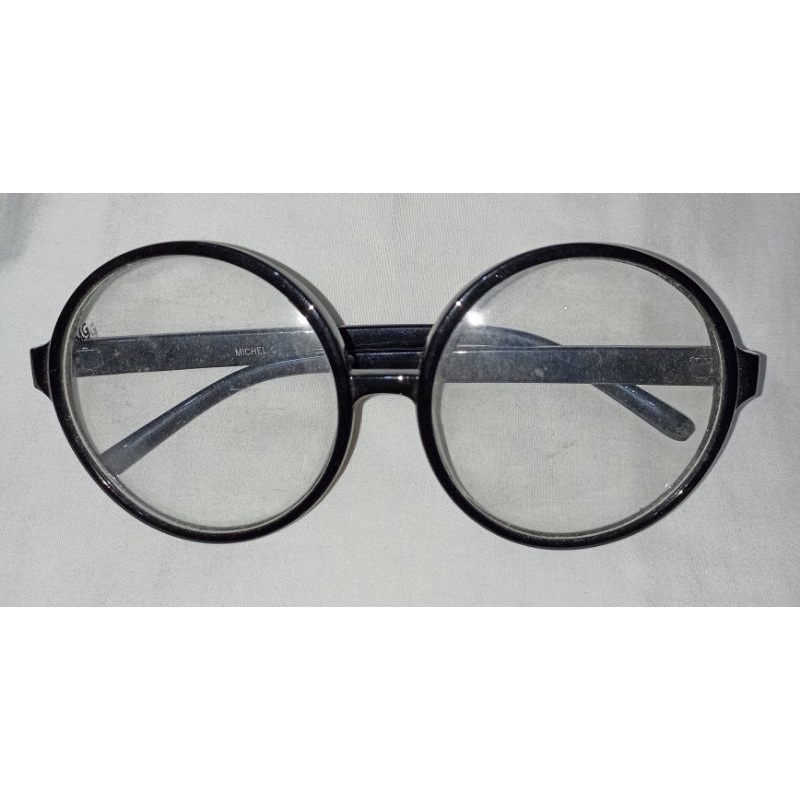 Sale Frame Kacamata Fashion Korea Hitam & Lensa Tidak Minus/Plus, Bentuk Bulat Besar