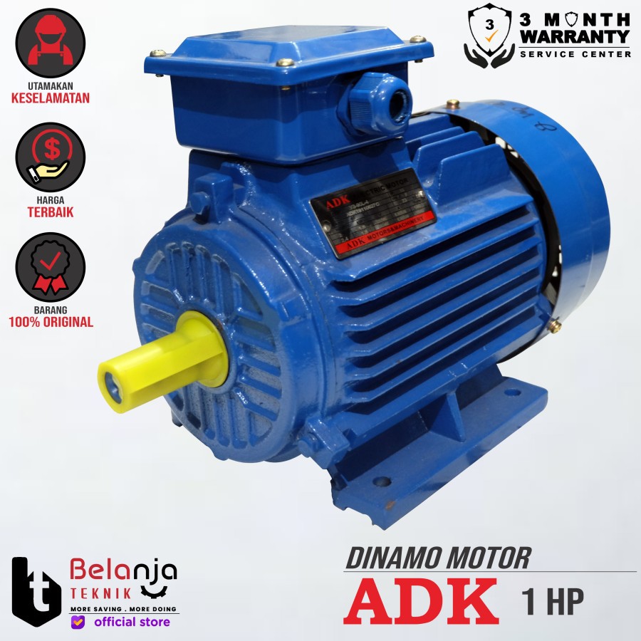 Mesin Dinamo Penggerak Serbaguna Listrik ADK 1.5 HP 1 Phase 4 Pole Elektro Motor