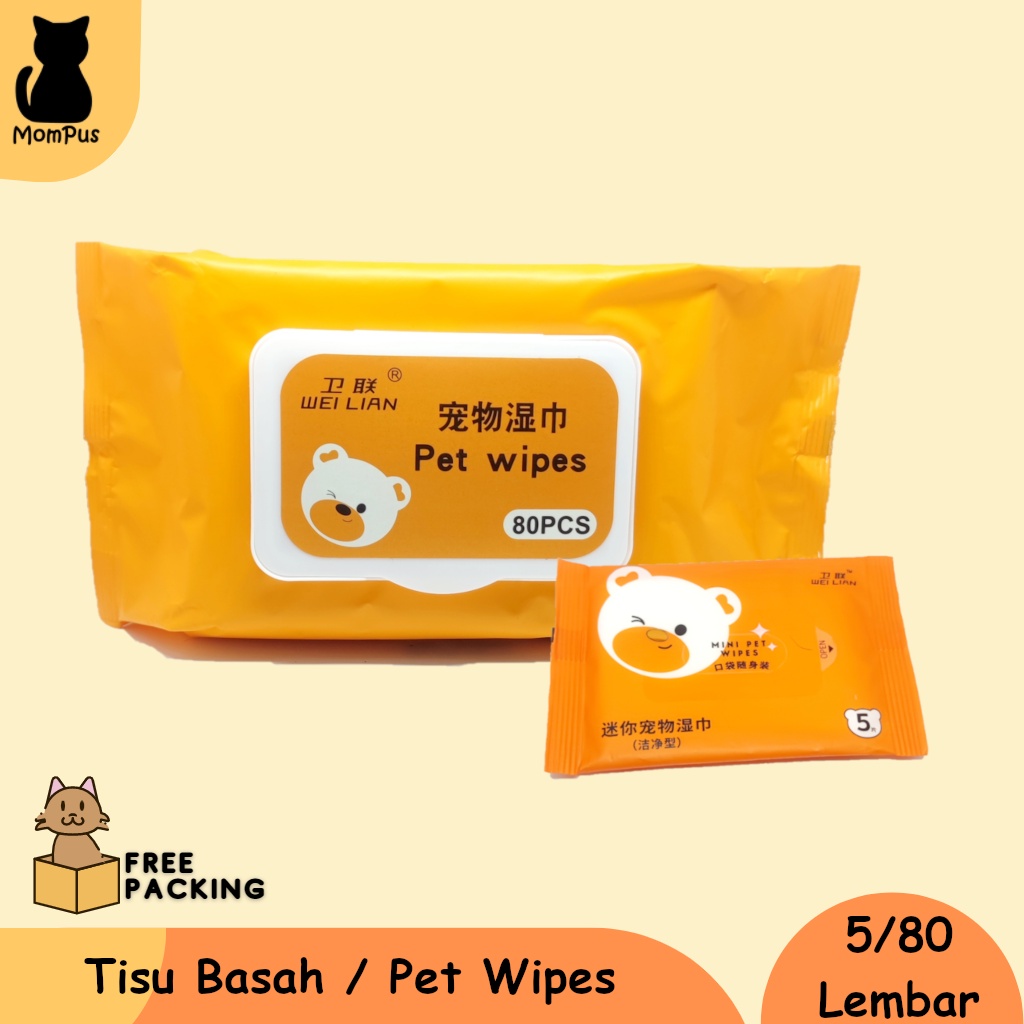 Pet Wipes Tisu Basah KUCING Grooming Tissue Tissu Wipe Perawatan