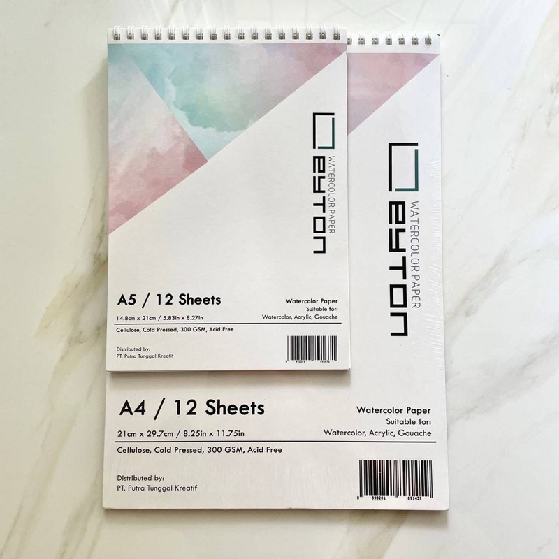 

Leyton Watercolor Spiral Book A5 A4 300gsm 12 Lembar Sheets
