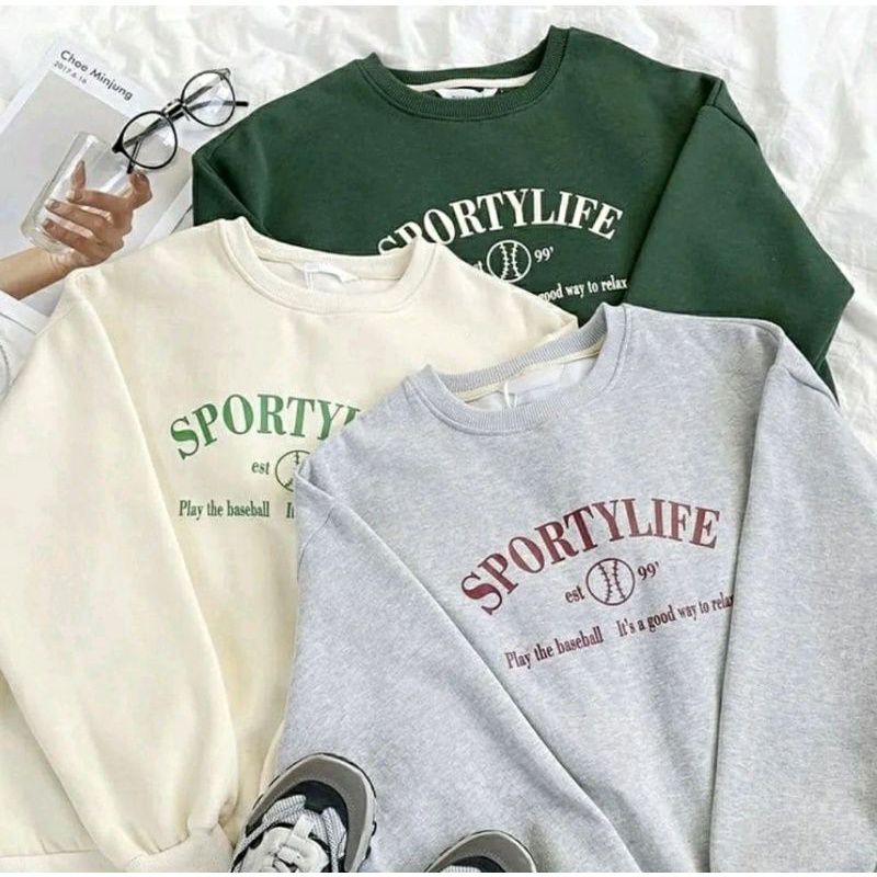 SPORTY LIFE 2XL 3XL Sweater Crewneck Oblong Oversize | Outerwear Wanita Sweater Termurah Korean Style