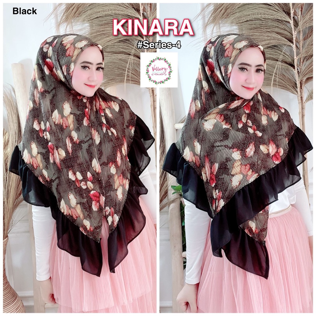 Jilbab Segiempat Segi Empat Square Kinara Plisket Ori Vallery Hijab-KINARA 4 - HITAM