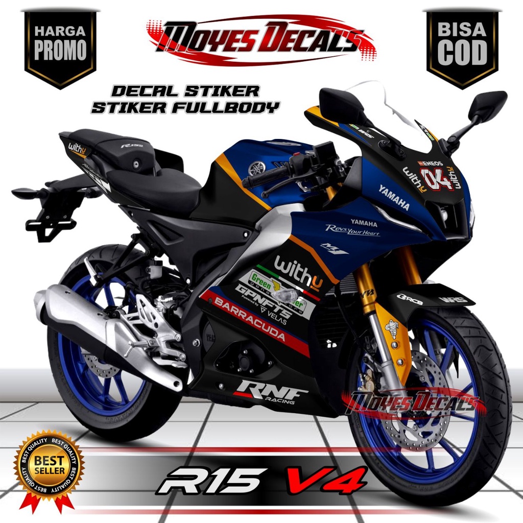 Decal Stiker R15 V4 Full Body Motif RNF Warna Biru Tua