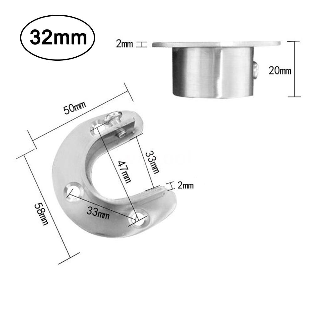 2pcs Closet Pole Sockets Set Of 2pcs U Shape Rod Socket Flange Set Stainless Steel R Shopee Indonesia