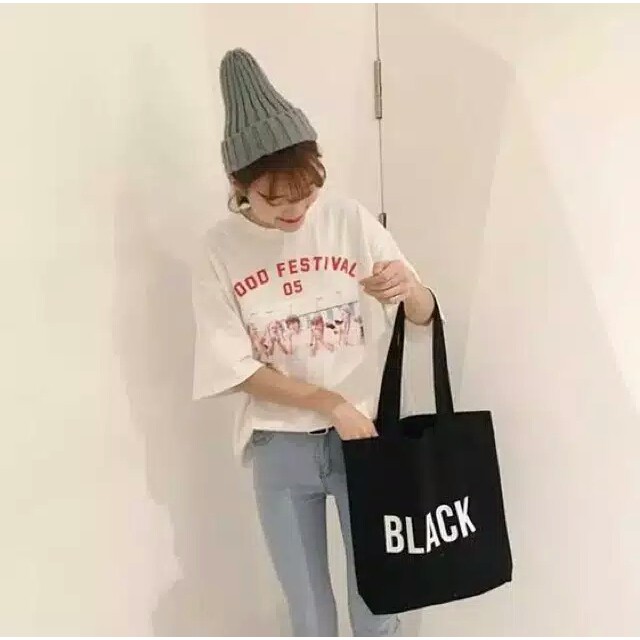 LS 495 - Tote Bag New Kanvas Wanita Polos Warna