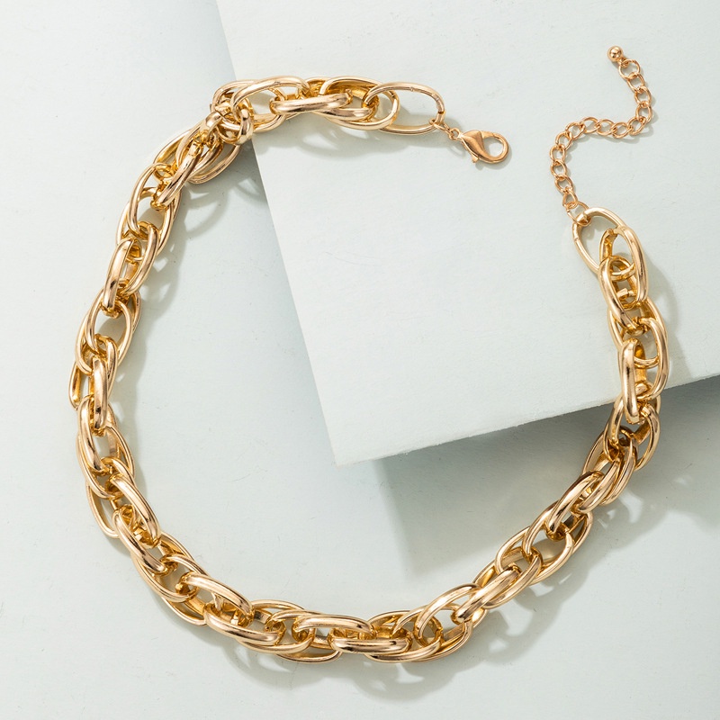 Kalung Rantai Klavikula Bahan Logam Alloy Gaya Hip hop Bentuk Geometris