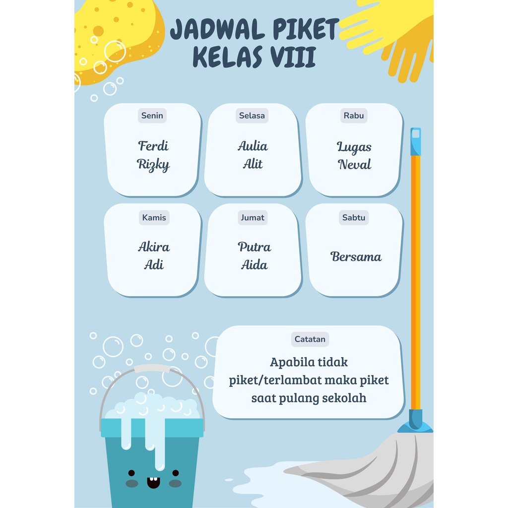 

POSTER PIKET KELAS/JADWAL PIKET KELAS