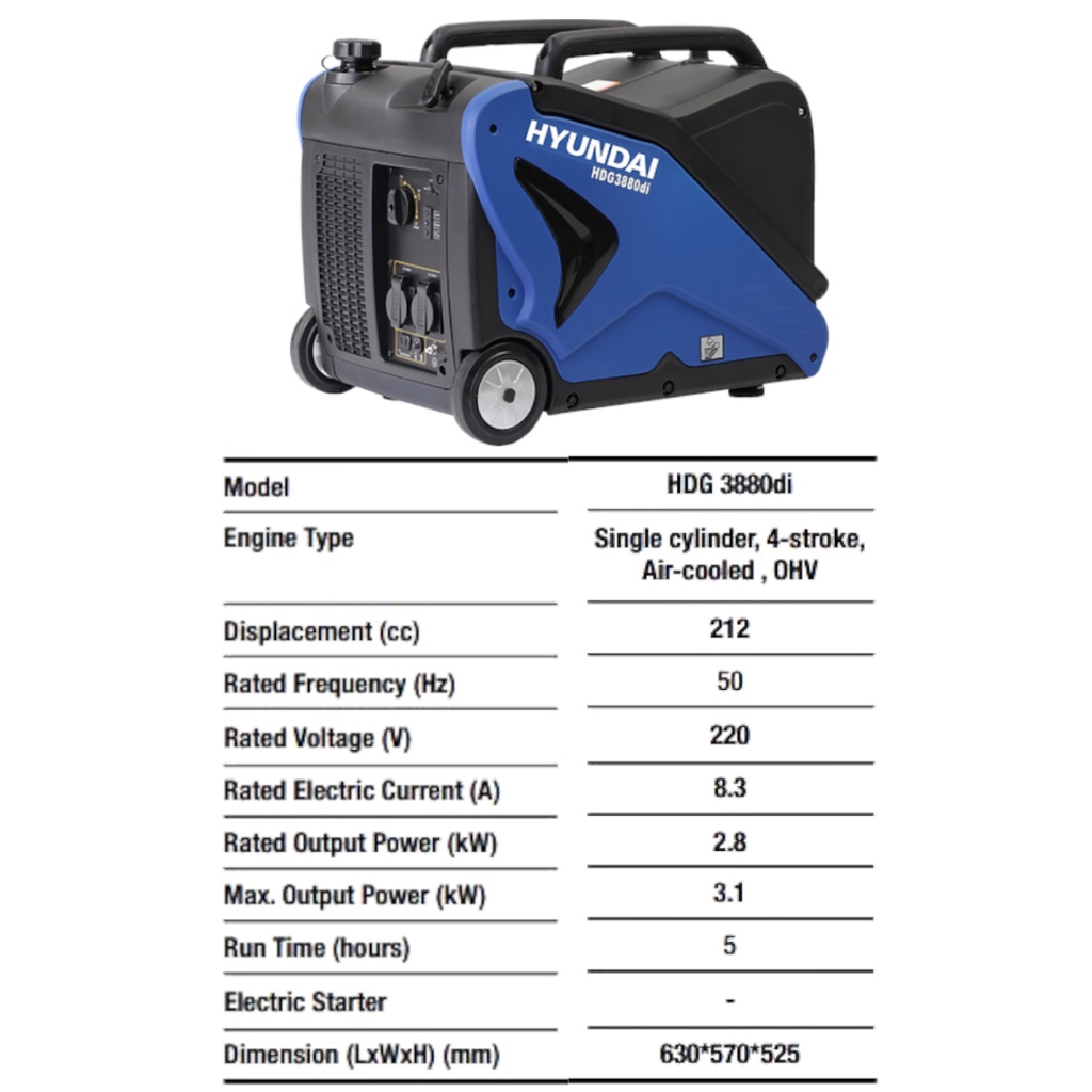 Genset Silent Portable HYUNDAI HDG3880DI 3000Watt / Generator Silent HDG 3880 DI HYUNDAI 3000W