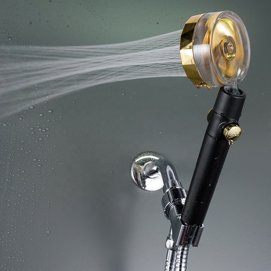 PROMO Paket Shower Turbo Fan Shower Head Water Saving High-Pressure Rainfall | Paket Shower Hitam