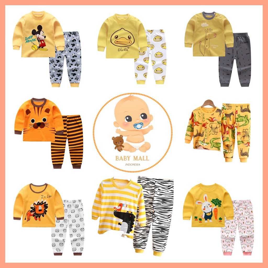 LCH - YELLOW SERIES Setelan Lengan Panjang Baju Tidur Import Anak Bayi