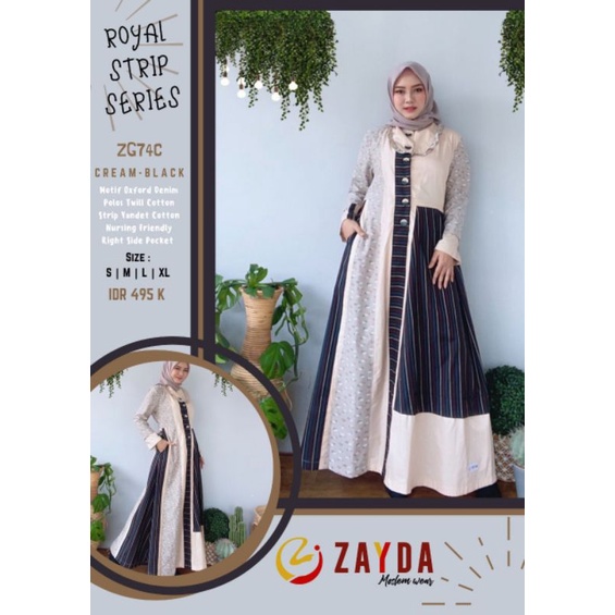 Gamis Zayda Terbaru Artikel ZG74 Royal Strip Ory By Zayda