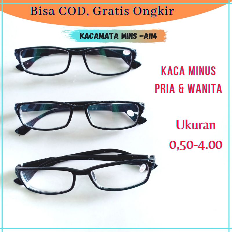 A114 Kacamata Min Mins Mines Rabun Jauh Pria Cowo Cowok Wanita Cewe Cewek DewasaFrame Plastik Pelast