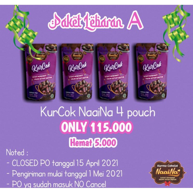 

Paket Lebaran Kurma Cokelat Kurcok Naaina