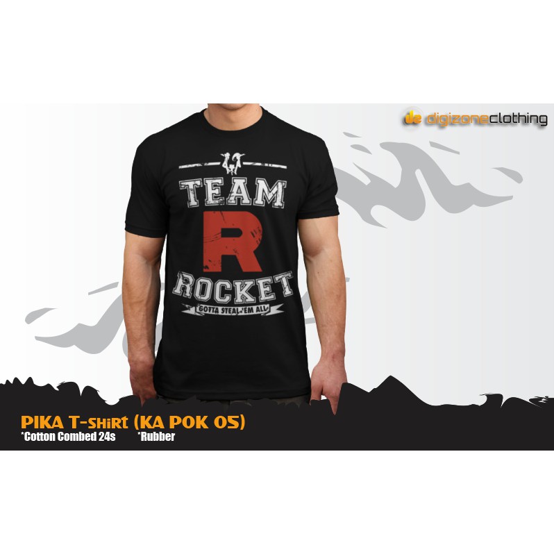 Kaos Pria Casual Anime Pokemon Red Rocket - KA POK 05