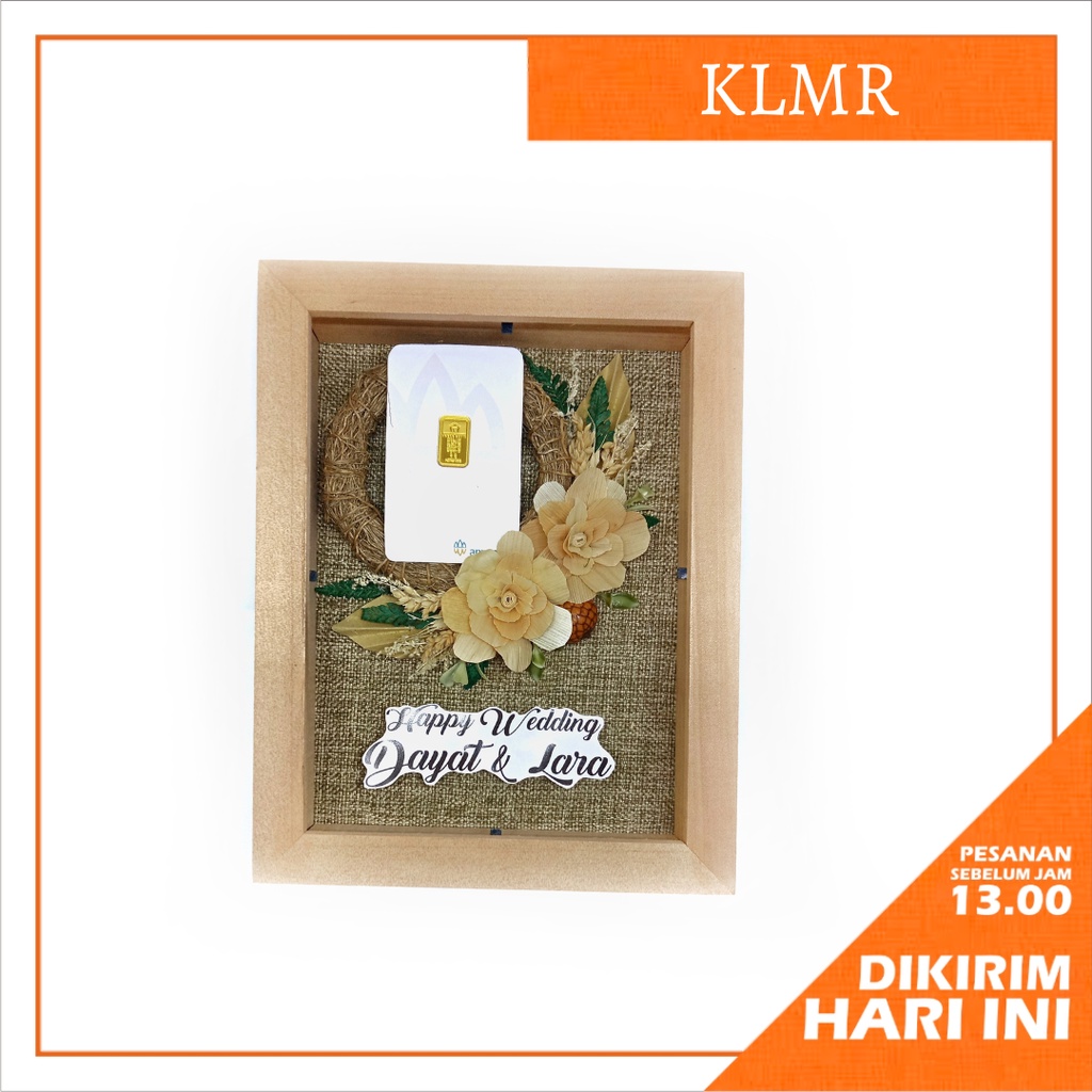 Pigura Frame Bingkai Kayu Tempat Logam Mulia Rustic untuk Mahar Seserahan dan Pernikahan - KLMR