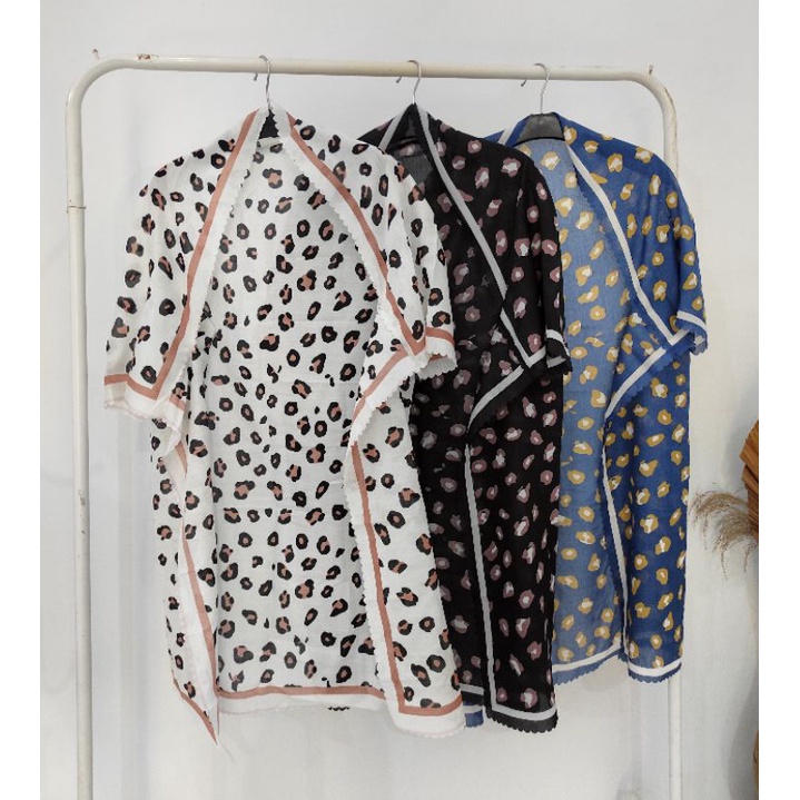 OUTER SCARF CARDIGAN MOTIP RANTING HL LUNA TULIP GUNUNG LEOPARD BUNGA POLKADOT PRINTING LASERCUT