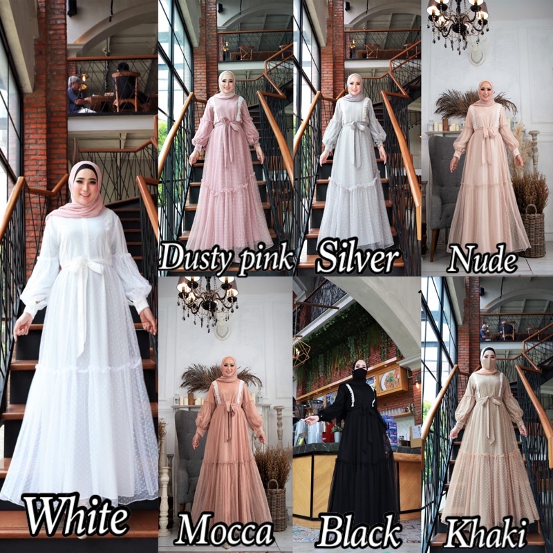 ELOISE DOT TILE - ADILA ORI GLZ GLAMZ Gamis Maxi Dress Pesta Wanita Cantik Muslimah [BEST SELLER]