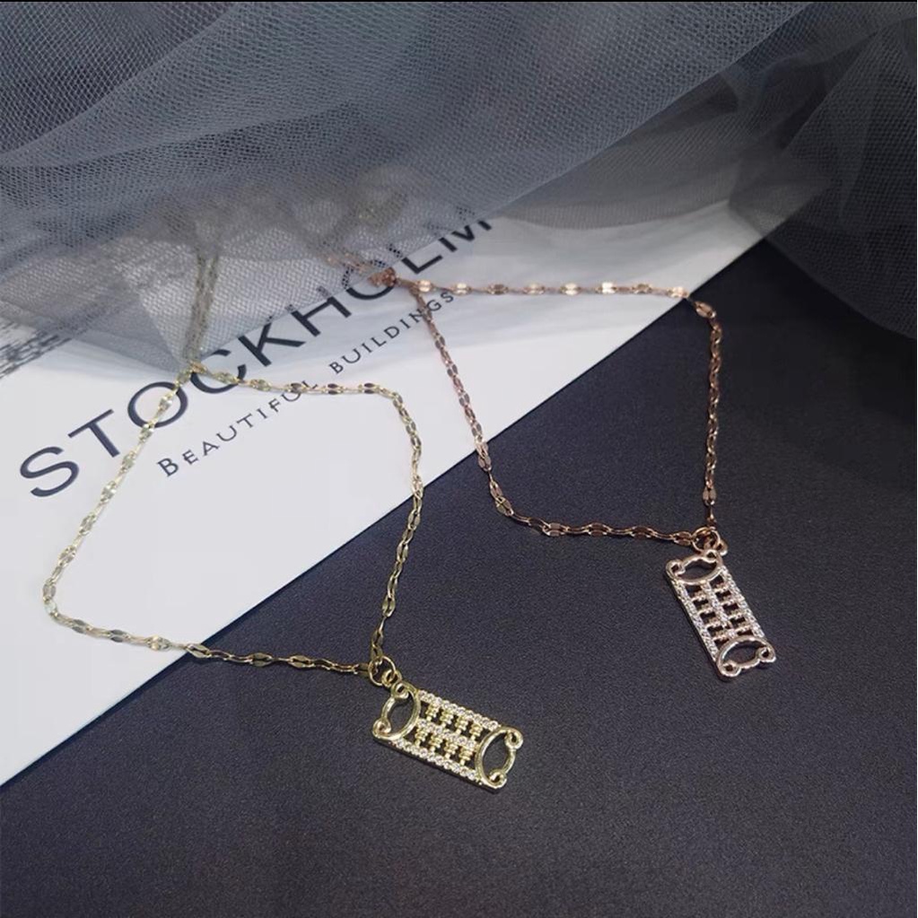 Kalung Titanium Berlian Kristal Emas 18k Wanita Anti Karat Perhiasan Korea