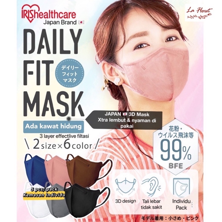 ORI Japan Brand IRIS Healthcare Masker 3D Duckbill plus extra kawat hidung (3 ply : extra ringan & l