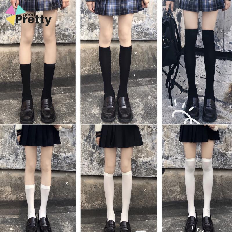 Kaus Kaki Beludru JK Wanita Medium High Bernapas di Atas Lutut Stoking - PD