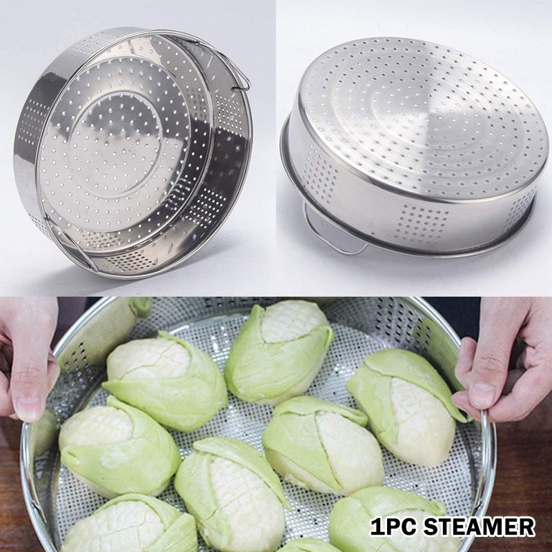 1pc Keranjang Kukusan Dim Sum / Pangsit Bahan Stainless Steel Tebal Untuk Dapur