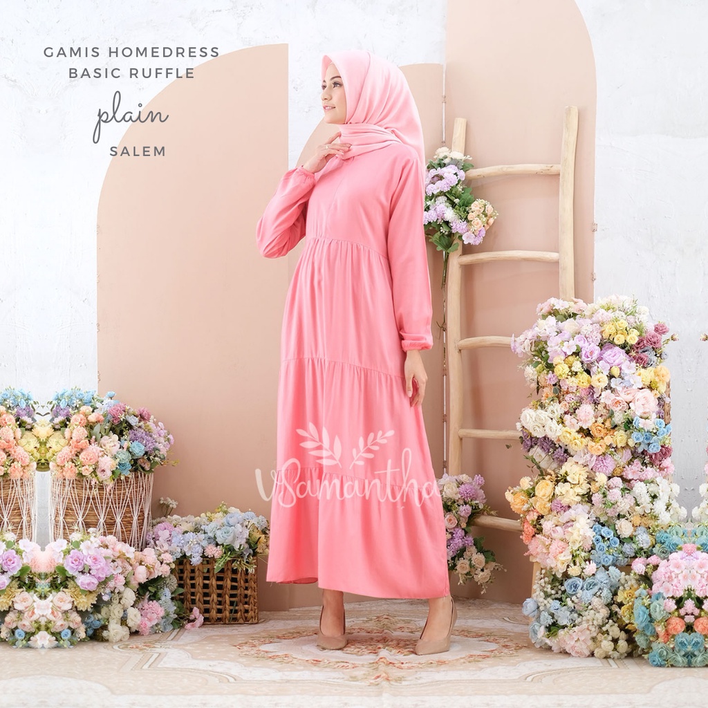 Gamis Homedress Basic Ruffle Plain