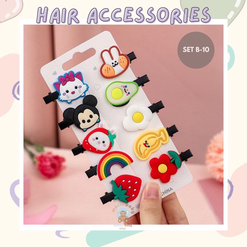 MBSS -  JEPIT TK MOSHI 10PCS Jepit Rambut Anak / Jepitan Rambut Anak Motif Karakter Kartun