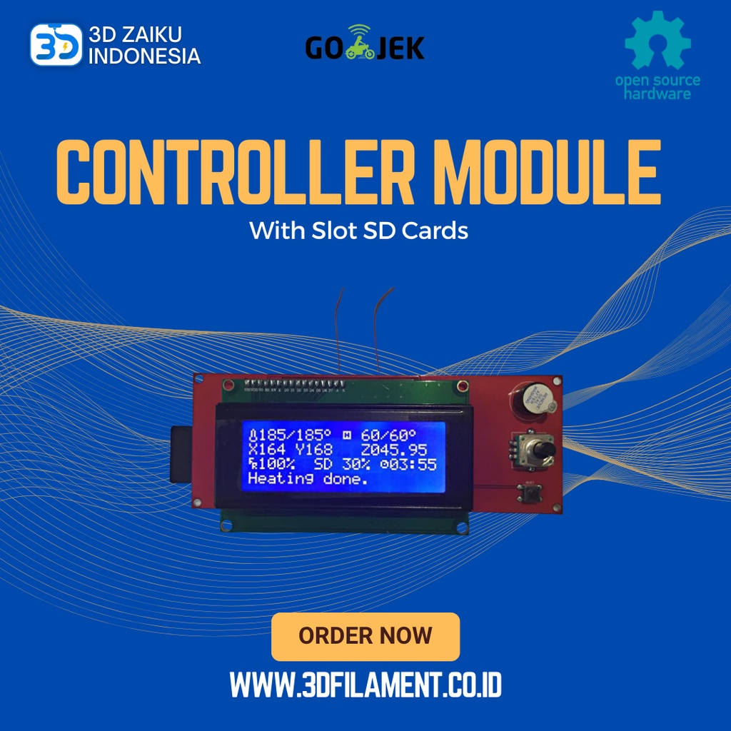 Reprap Printer 3D LCD 2004 Controller Module dengan Slot SD Cards