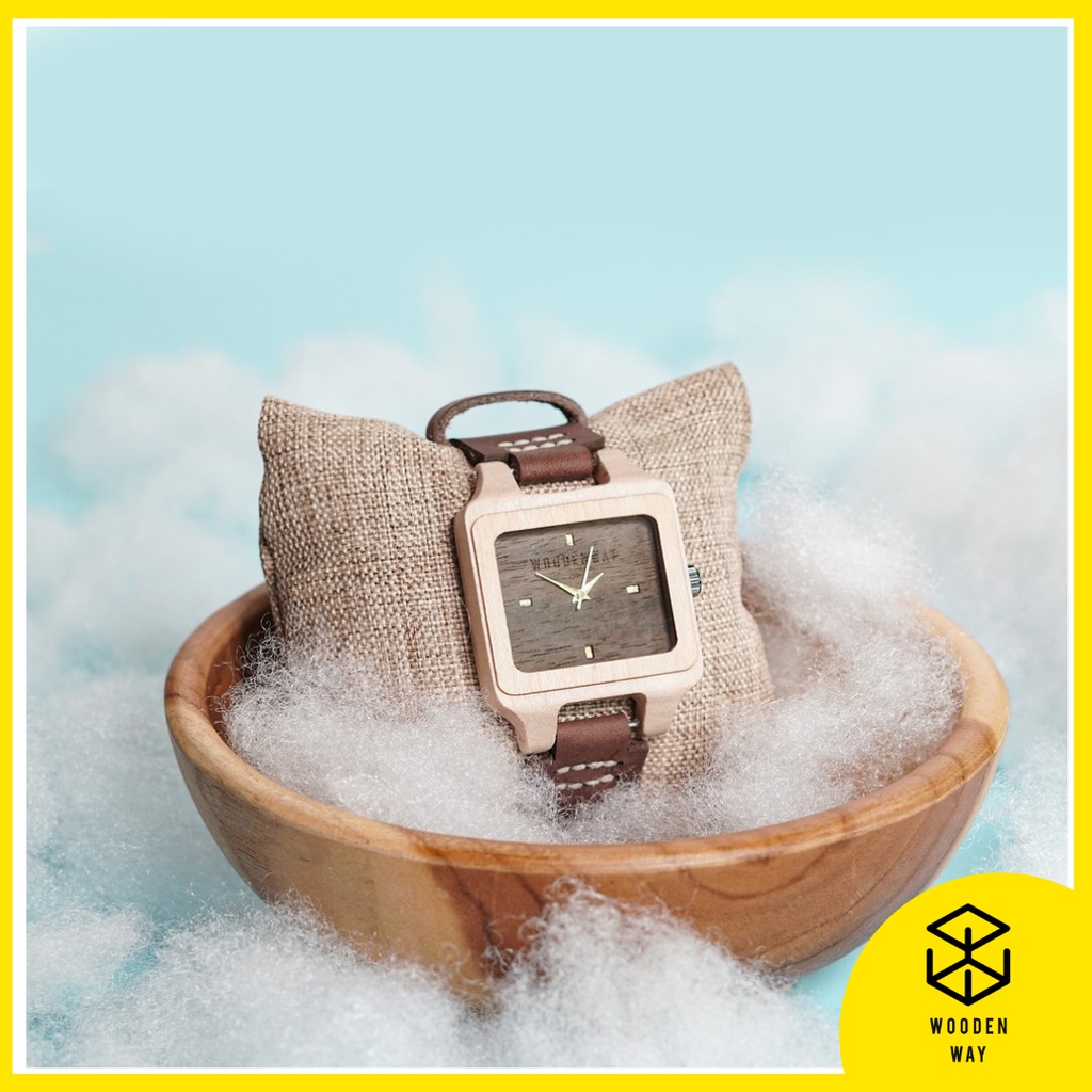 WOODENWAY Jam Tangan Kayu Fashion Wanita Gaya Korea Casual Strap Kulit Analog Women Watches - GITA J