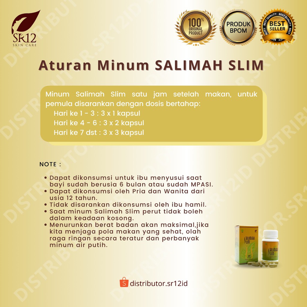 Salimah Slim SR12 Pelangsing Obat Diet Herbal Ampuh Peluntur Lemak Badan