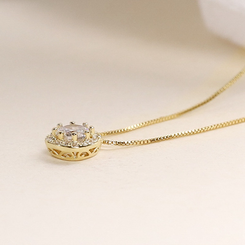 Kalung Rantai Sterling Silver Dengan Liontin Berlian Bentuk Kotak Untuk Wanita