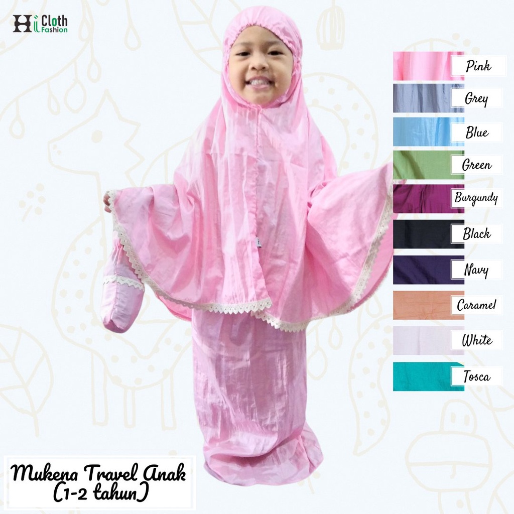 Hicloth Mukena Travel Renda Dewasa Anak Premium Tas Sajadah