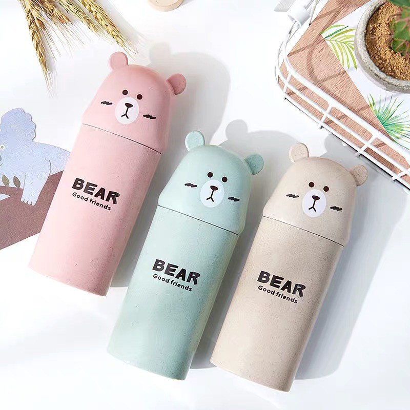 TEMPAT SIKAT GIGI TRAVEL ALAT MANDI BEAR MOTIF BERUANG MURAH LUCU IMPORT KARAKTER TOILETRIES MINI