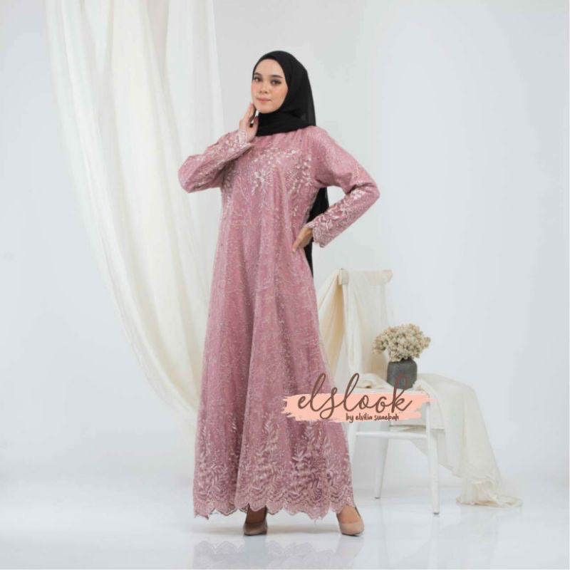 Laudya dress by elsire (READY STOK) tile brokat premium dress kondangan lamaran busui arimbi dress