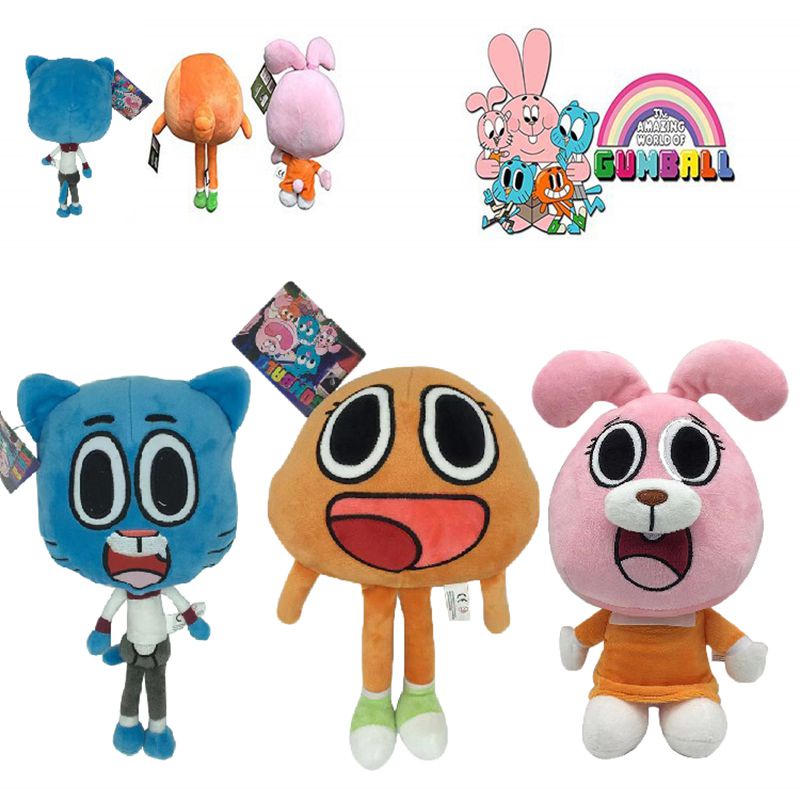 【New！！！】25cm The Amazing World Of Gumball Darwin Plush Toy Soft Stuffed Doll Kids Gift