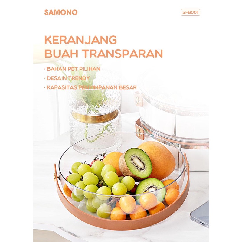 SAMONO Keranjang Kotak Tempat Buah Sayur Kue Food Grade Transparent Box - SFB001